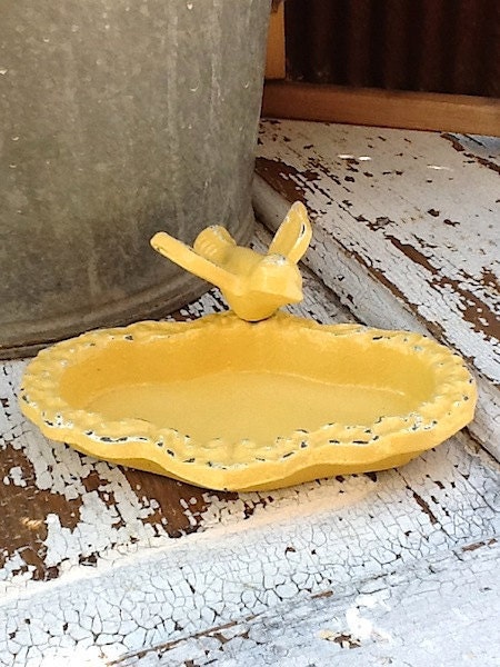 Petite Garden Bird Bath Rustic And Distressed, Shabby Chic White