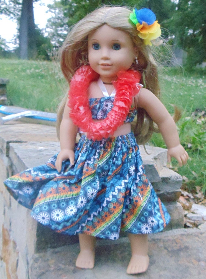 Blue Hawaii - Hawaiian Hula Outfit - fits American Girl Doll