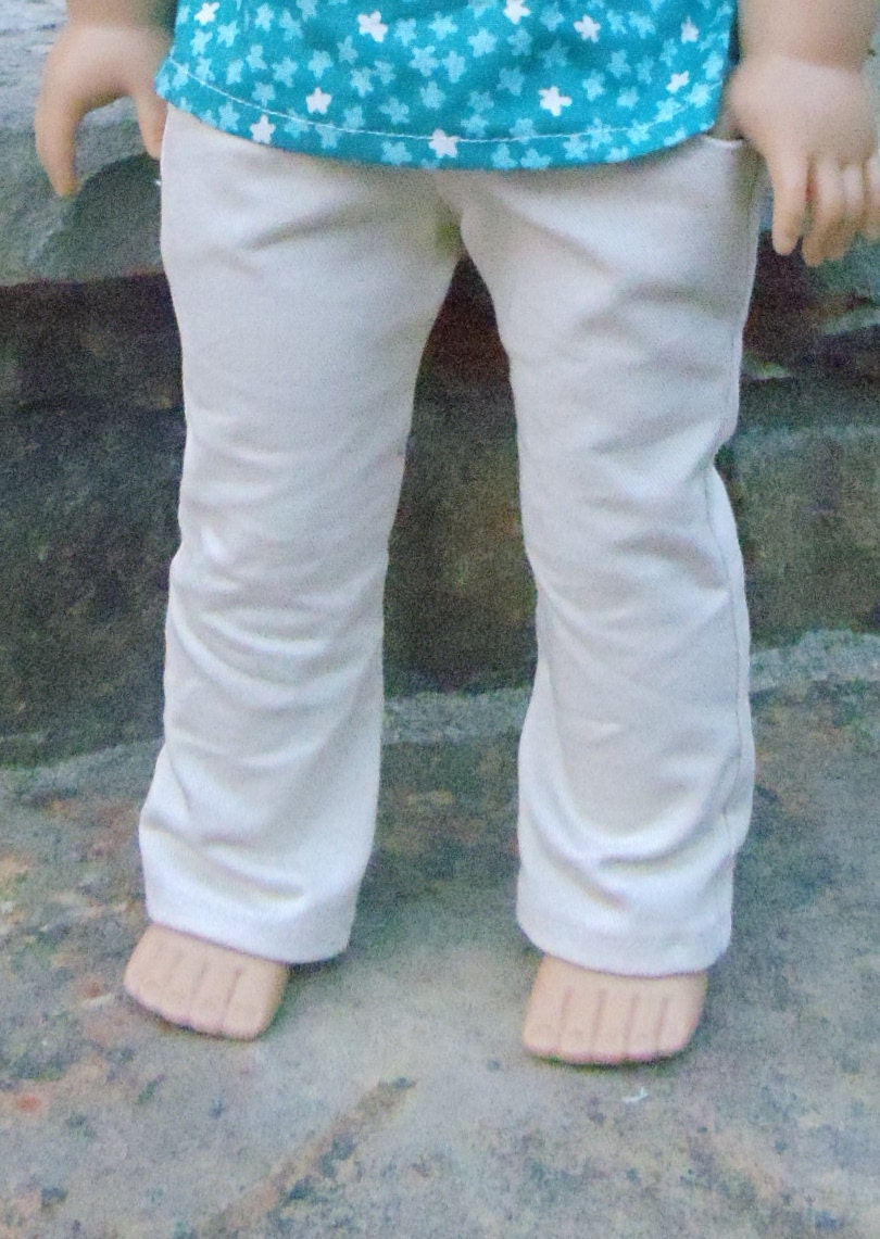 Khaki Straight Leg Twill pants with real pockets - for American Girl Dolls - MADE TO ORDER
