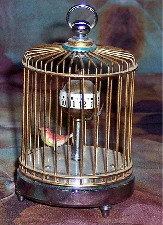 Vintage Bird Cage Clock from Japan by PhoebeDelia on Etsy