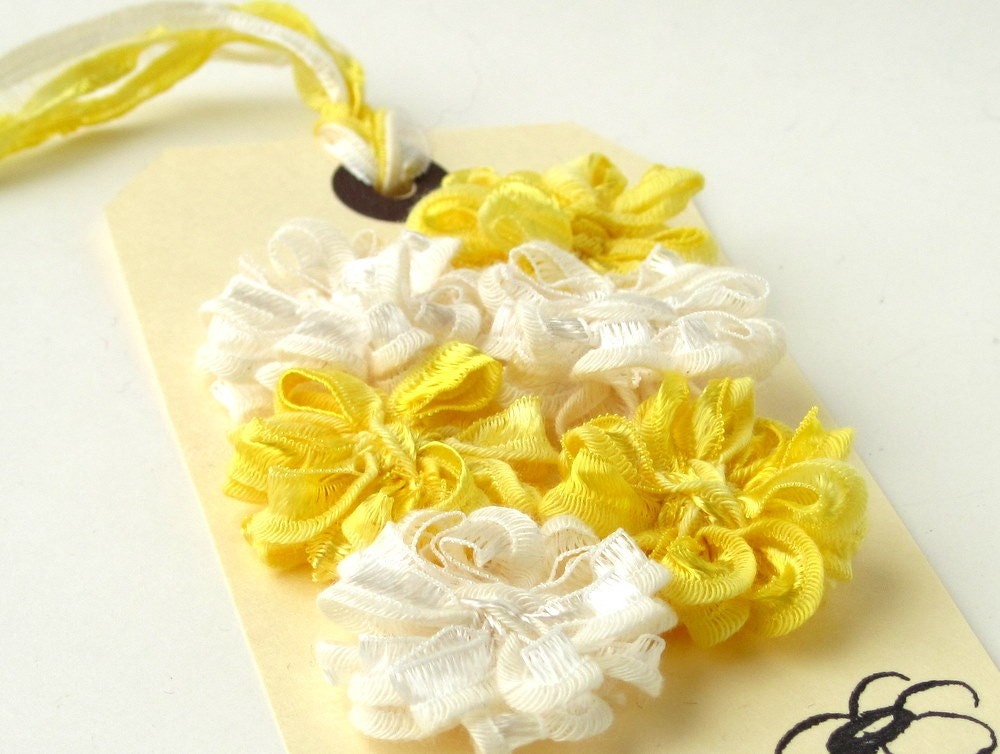 Flower Appliques in Yellow and Ivory Ribbon