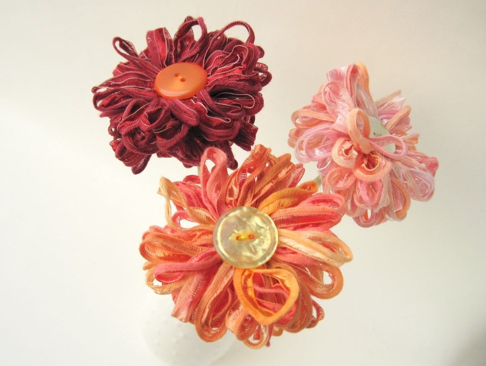 Choose 3 Flowers Handmade Fabric Flower Bouquet