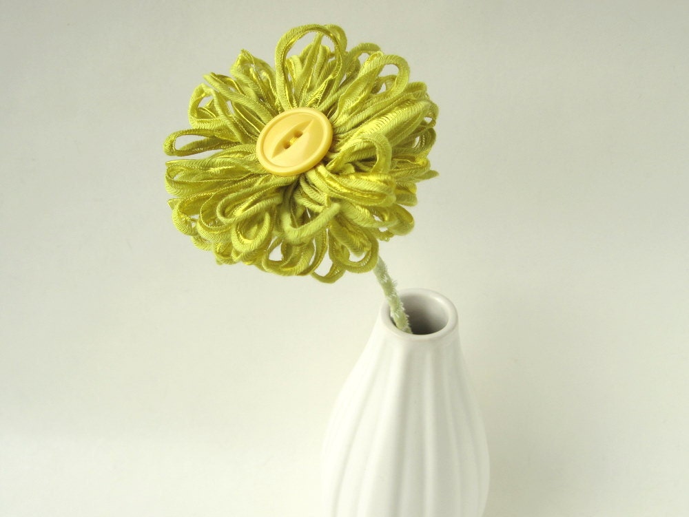 Lime Green Ribbon Flower Stem, home decor, table decor
