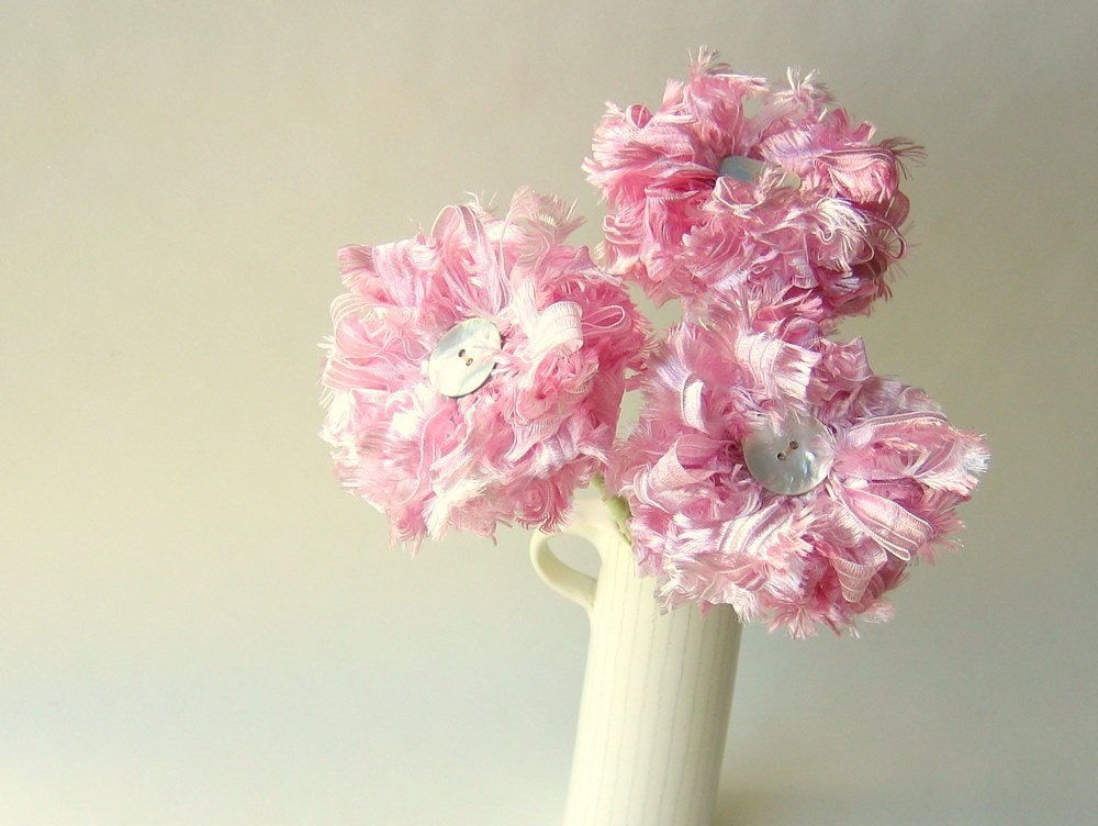 Ribbon Flower Bouquet 3 Pink Fizz Flowers