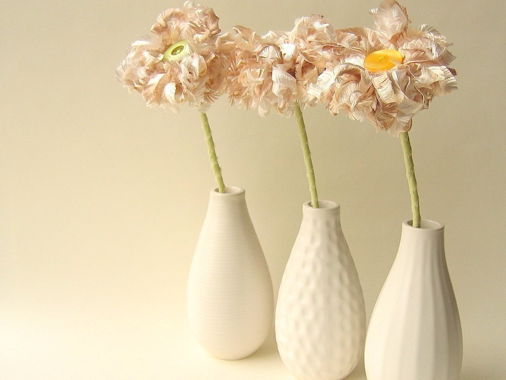 3 Champagne Fluffy Flowers