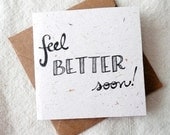 feel better soon (mini ecofriendly card printed on banana paper with handwritten design)