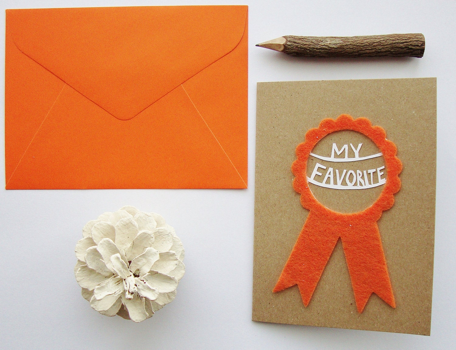 My Favorite - Greeting Card - Paper Cut and Felt Ribbon