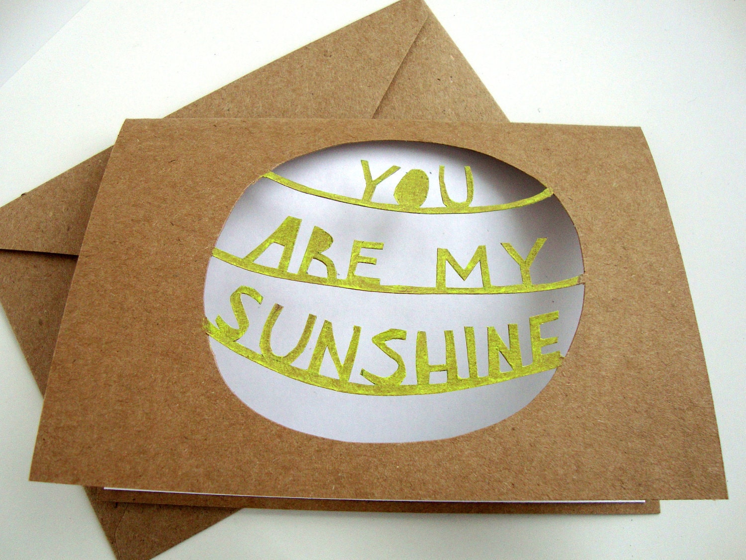 You Are My Sunshine Card - Paper Cut Painted Yellow
