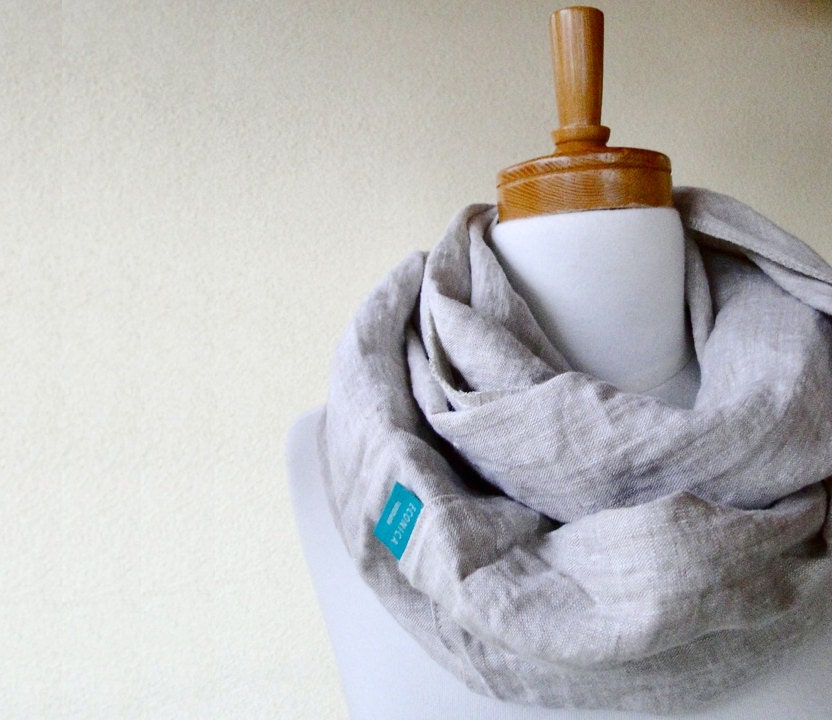Linen infinity scarf  wrap neck warmer