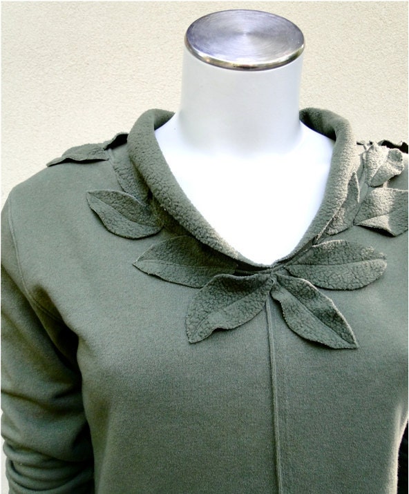 Autumn fleece sweatshirt top tunic - organic cotton fleece custom handmade