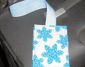 Blue Flower luggage tag - white background