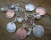 All Mine II Sterling Silver and Copper Multi Disc Personalized Charm Bracelet
