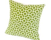 Green Lattice Print Pillow Cover in Linen 18 inch