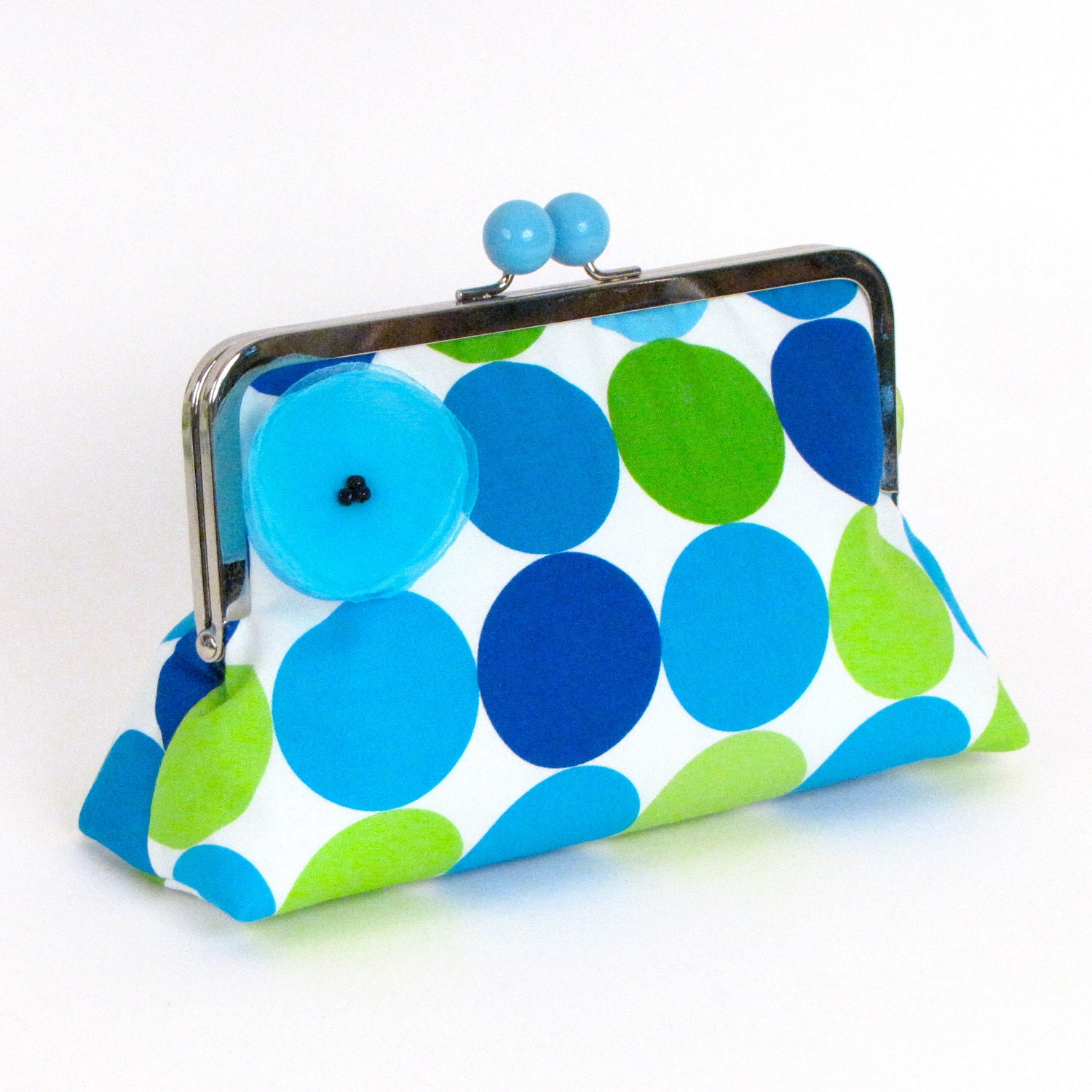 Blue and Green Dots Clutch    BLUE and GREEN CLUTCH