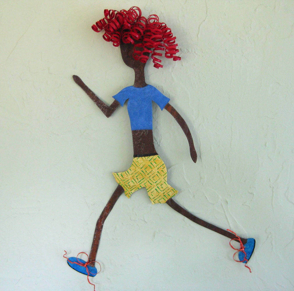 Runner Lady - Metal Wall Sculpture Signed Original