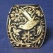 Vintage Damascene Etched Ring BIRD IN THE FLOWERS