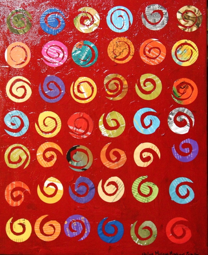 16x20 Abstract Collage on Canvas- Spirals