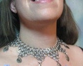 Scale mail Raven Mantle chainmail Silver  necklace choker  chainmaille