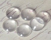 10 Domed 16 mm Glass Circle Cabochons