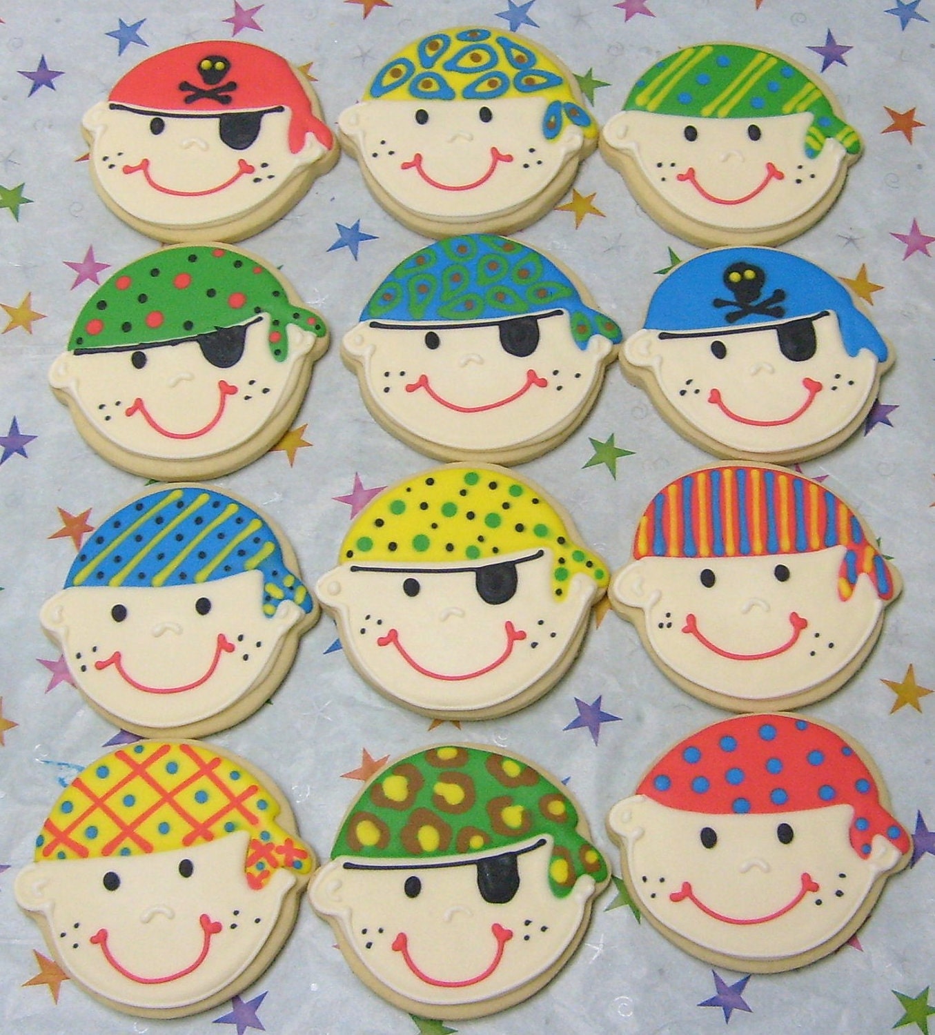 Pirate Face COOKIE FAVORS - Pirate Party Cookies - Girl Pirate Cookies -  Pirate Decorated Cookies - 1 Dozen