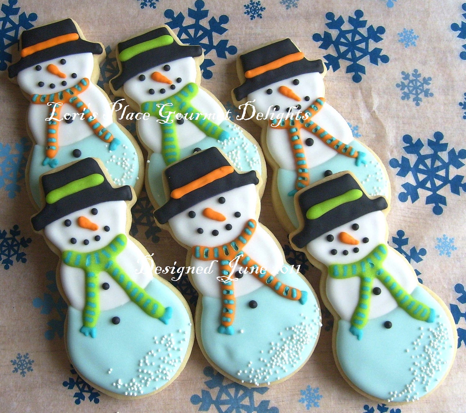SNOWMEN Decorated Cookies Snowman Cookie Favors by lorisplace