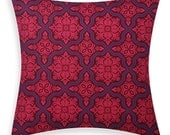 Decorative Throw Pillow Purple / Red Pillow Cover - Tile Flourish Garnet
