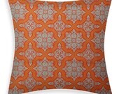 Toss Pillow Orange Throw Pillow Cover - Tile Flourish Amber