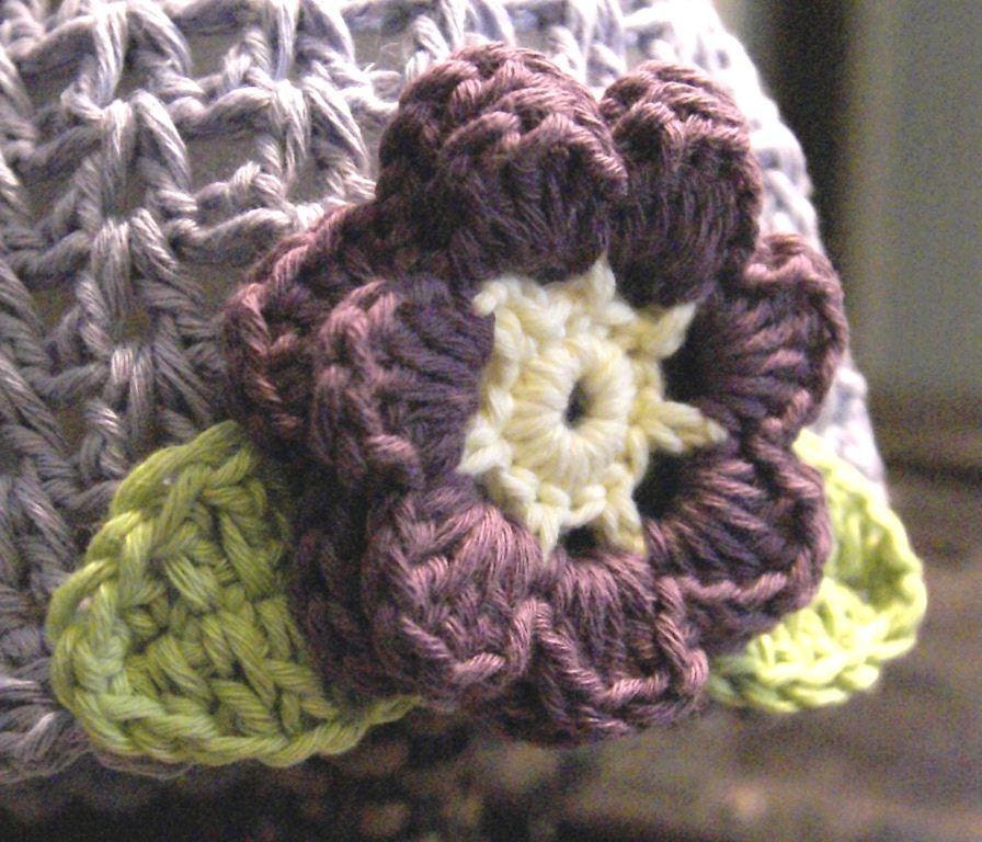 Newborn 0-3 Months Bilberry crochet baby hat with flower and leaves from very soft Organic Cotton Yarn