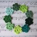 Set of 12 Green Tones Small Crochet Applique Flowers