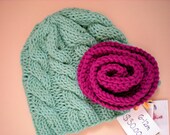 SALE 6 to 12 month Size Cable Flower Hat Ready To Ship