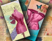 INSTANT DOWNLOAD Digital Collage Sheet Dress Forms and Corsets 1 X 2 inch (Domino tiles size) - DigitalPerfection digital collage sheet 782