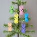 6 Wool Felt Peep Bunny Easter Ornaments - 2 3/8"