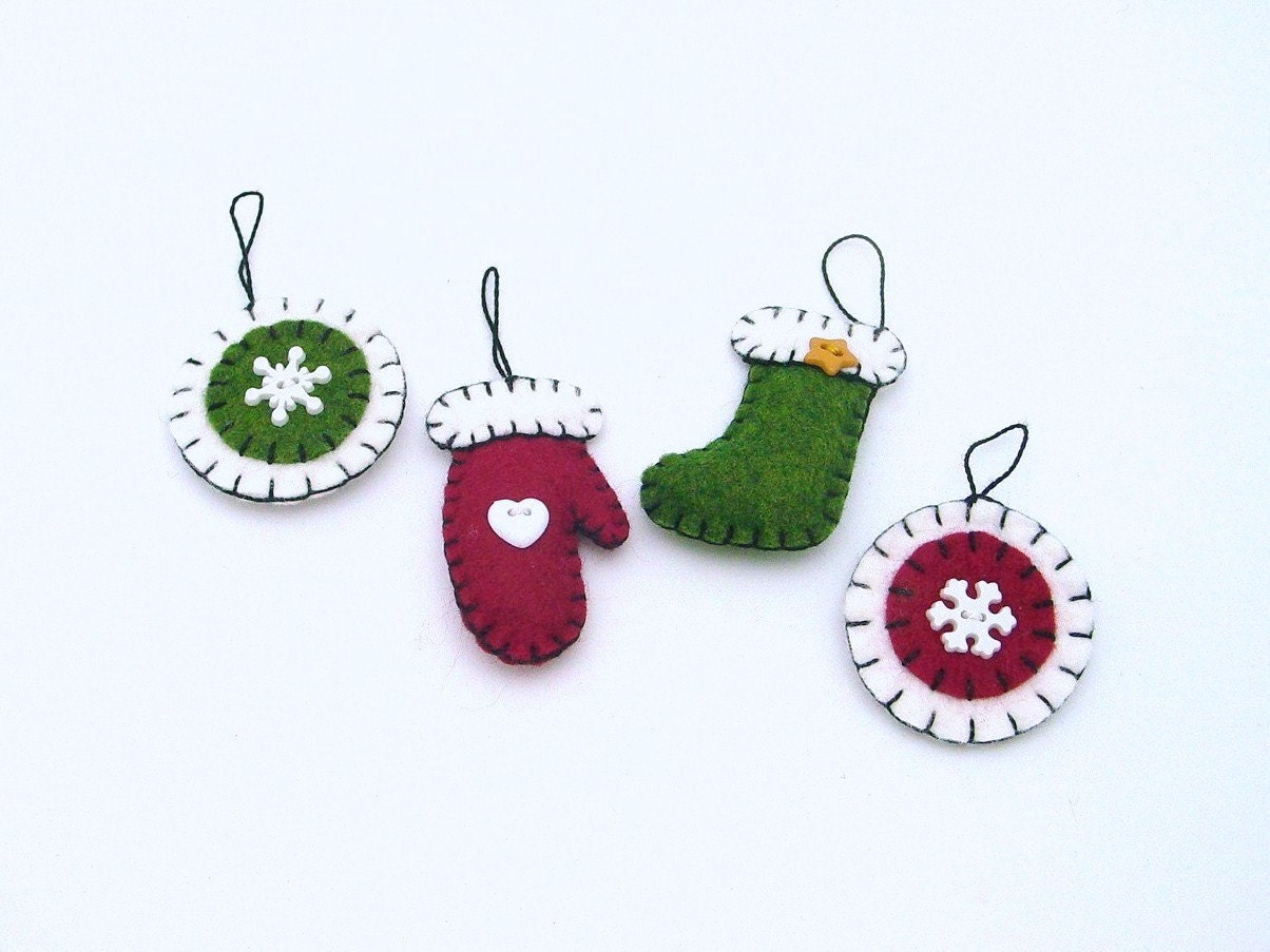 hand sewn penny rug style christmas ornaments set of 4 by hand sewn penny rug style christmas ornaments set of 4 by