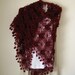 Burgundy Flowered Triangle Mohair Shawl