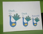 SALE- Duck, Duck, Peacock, Hello Cards, Set of 4