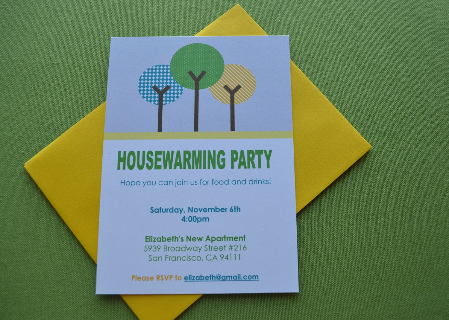 Modern Tree Housewarming Invitation, Flat, Set of 15, Hello Cupcake