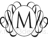XL Scroll Oval Frame Monogram - wall or dance floor decal Il_170x135