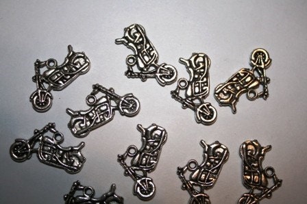 Motorcycle Charms, Biker Charms, Harley, Silver Pewter, 20 Pieces