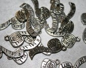 Measuring Tape Charms, Rulers, Seamstress Theme, Builder, Construction, Silver Pewter Charms, Measurements, 10 Pieces