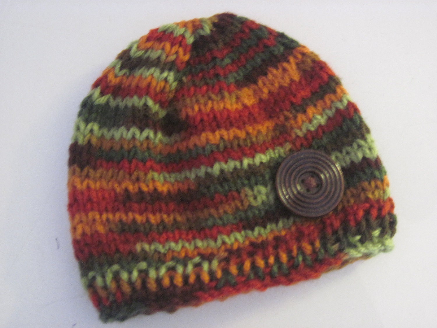 fall colours button beanie - newborn - READY TO SHIP