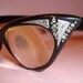 SALE.....ROCKABILLY Black CAT EYES VTG 50s\/60s Aurora Borealis RHINESTONE chic KITTY SPECTACLES Glasses FRANCE
