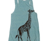 Womens GIRAFFE (in High Tops) american apparel Tri-Blend Racerback Tank Top S M L (8 Color Options)