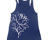 Womens LOTUS FLOWER american apparel Tri-Blend Racerback Tank Top S M L (9 Color Options)