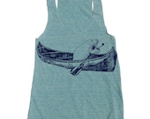 Womens MANATEE (in a Canoe) american apparel Tri-Blend Racerback Tank Top S M L - 8 Color Options