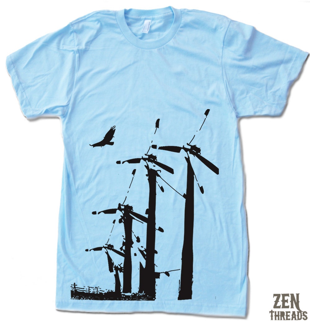 Mens Clean Energy WINDMILLS t shirt american apparel S M L XL  (16 Colors Available)