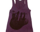 Womens TREE SLOTH american apparel Tri-Blend Racerback Tank Top S M L (8 Color Options)