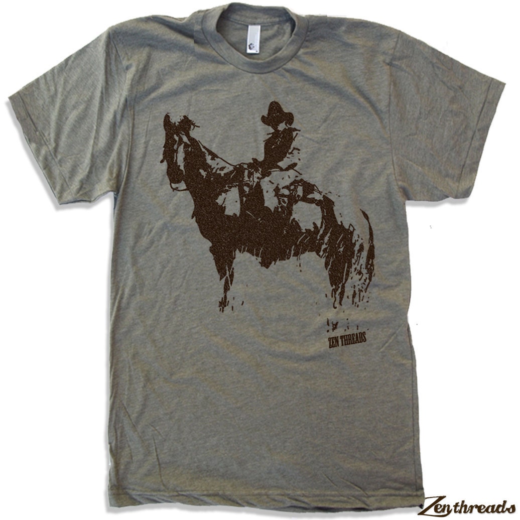 Mens COWBOY and HORSE t shirt american apparel S M L XL (11 Colors Available)