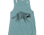 Womens Urban RACCOON american apparel Tri-Blend Racerback Tank Top S M L (8 Color Options)