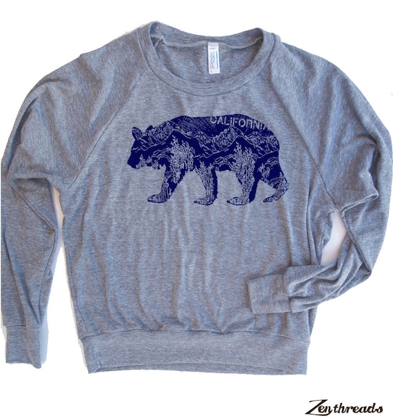Womens California BEAR Tri-Blend Pullover - american apparel S M L (6 Color Options)