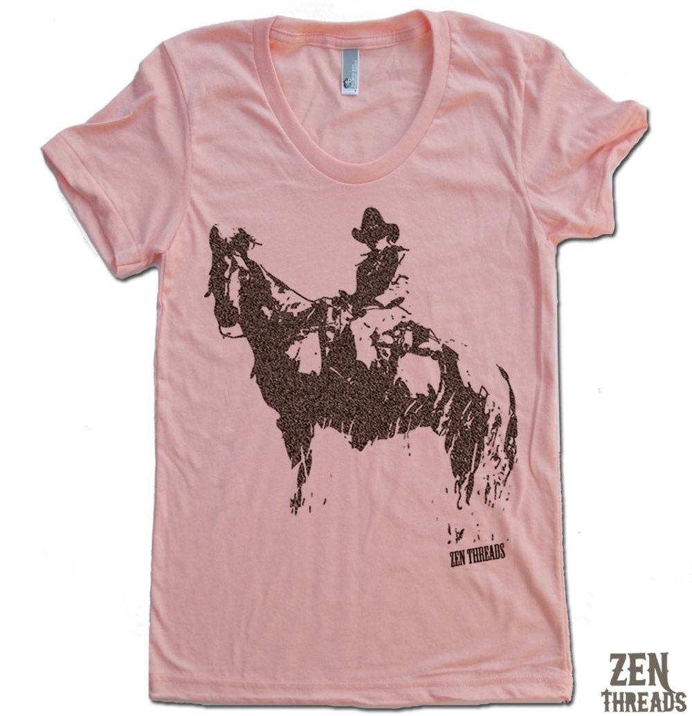 Womens COWBOY and HORSE T Shirt american apparel S M L XL (16 Colors Available)